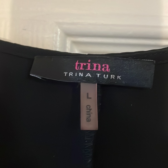 Trina Turk Hiroshi Ruffle Sleeve Black Dress Large - Picture 3 of 7